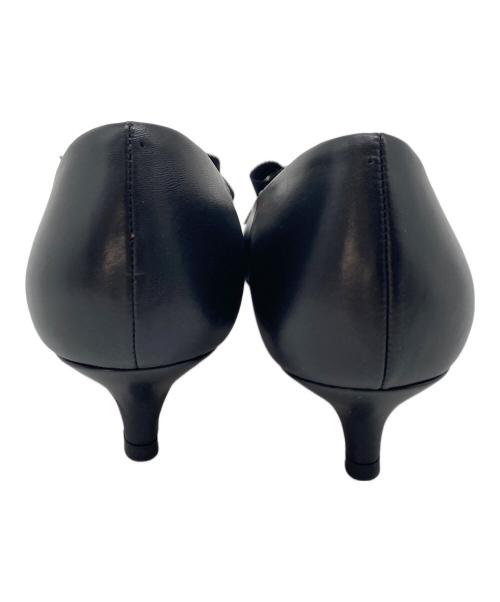 LANVIN en Bleu（ランバンオンブルー）LANVIN en Bleu (ランバンオンブルー) グログランリボンポインテッドトゥパンプス　パンプス　セレモニー　日本製 ブラック サイズ:23の古着・服飾アイテム