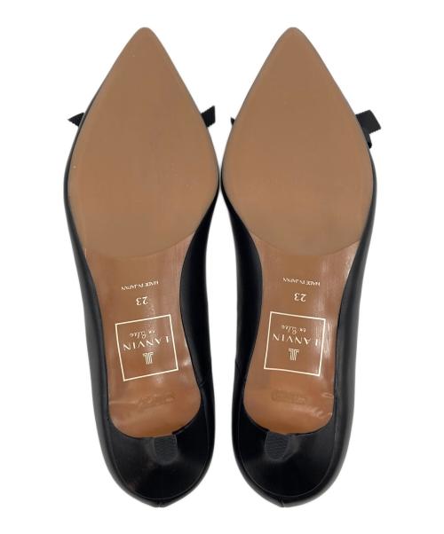 LANVIN en Bleu（ランバンオンブルー）LANVIN en Bleu (ランバンオンブルー) グログランリボンポインテッドトゥパンプス　パンプス　セレモニー　日本製 ブラック サイズ:23の古着・服飾アイテム