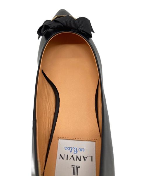 LANVIN en Bleu（ランバンオンブルー）LANVIN en Bleu (ランバンオンブルー) グログランリボンポインテッドトゥパンプス　パンプス　セレモニー　日本製 ブラック サイズ:23の古着・服飾アイテム