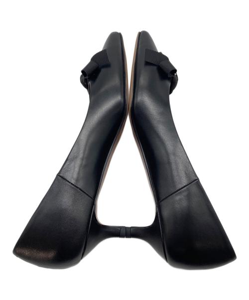 LANVIN en Bleu（ランバンオンブルー）LANVIN en Bleu (ランバンオンブルー) グログランリボンポインテッドトゥパンプス　パンプス　セレモニー　日本製 ブラック サイズ:23の古着・服飾アイテム