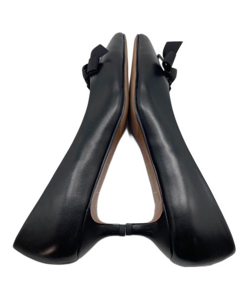 LANVIN en Bleu（ランバンオンブルー）LANVIN en Bleu (ランバンオンブルー) グログランリボンポインテッドトゥパンプス　パンプス　セレモニー　日本製 ブラック サイズ:23の古着・服飾アイテム