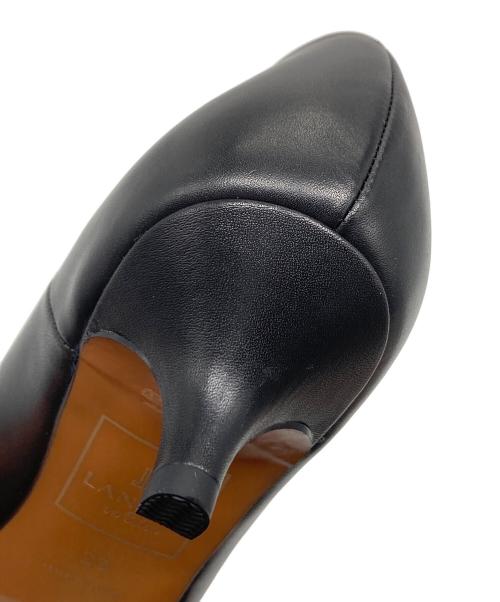 LANVIN en Bleu（ランバンオンブルー）LANVIN en Bleu (ランバンオンブルー) グログランリボンポインテッドトゥパンプス　パンプス　セレモニー　日本製 ブラック サイズ:23の古着・服飾アイテム