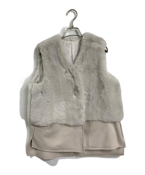 resil（レジル）resil (レジル) ドッキングショートファーベスト ヤマダヤ ホワイト サイズ:38の古着・服飾アイテム