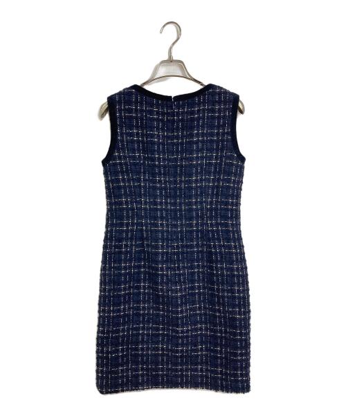 sheller（シェリエ）sheller (シェリエ) ツイードノースリーブワンピース　セレモニー　日本製 ネイビー サイズ:FREEの古着・服飾アイテム