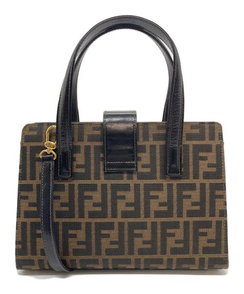 FENDI（フェンディ）FENDI (フェンディ) ズッカジャガード 2WAYショルダーバッグ　ハンドバッグ　ショルダーバッグ　セレモニー　総柄 ブラウン×ブラック サイズ:実寸参照の古着・服飾アイテム