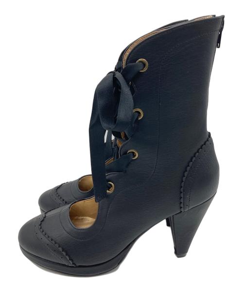 Victorian maiden（ヴィクトリアンメイデン）Victorian maiden (ヴィクトリアンメイデン) レースアップブーツ　ショートブーツ　編み上げブーツ ブラック サイズ:25の古着・服飾アイテム