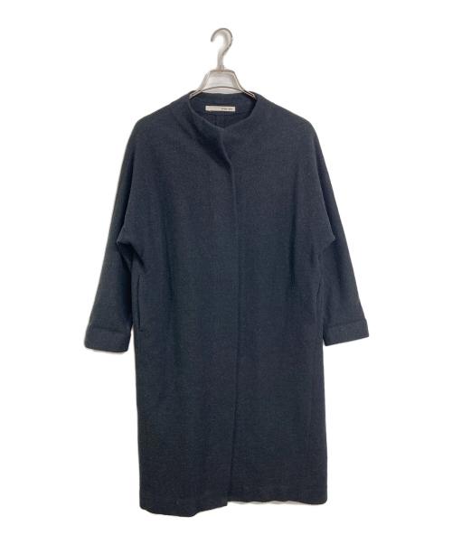 evam eva（エヴァムエヴァ）evam eva (エヴァムエヴァ) プレスウールロングコート　ロングコート　アウター　日本製 ブラック サイズ:1の古着・服飾アイテム