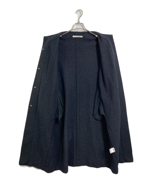 evam eva（エヴァムエヴァ）evam eva (エヴァムエヴァ) プレスウールロングコート　ロングコート　アウター　日本製 ブラック サイズ:1の古着・服飾アイテム