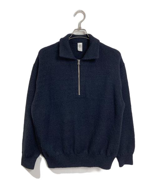 MEIAS（メイアス）meias (メイアス) WOOLON HALF ZIP P/O  ウールニット ネイビー サイズ:Lの古着・服飾アイテム
