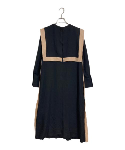 ADORE（アドーア）ADORE (アドーア) バイカラーラインジョーゼットセーラーヨークワンピース ブラック サイズ:38の古着・服飾アイテム