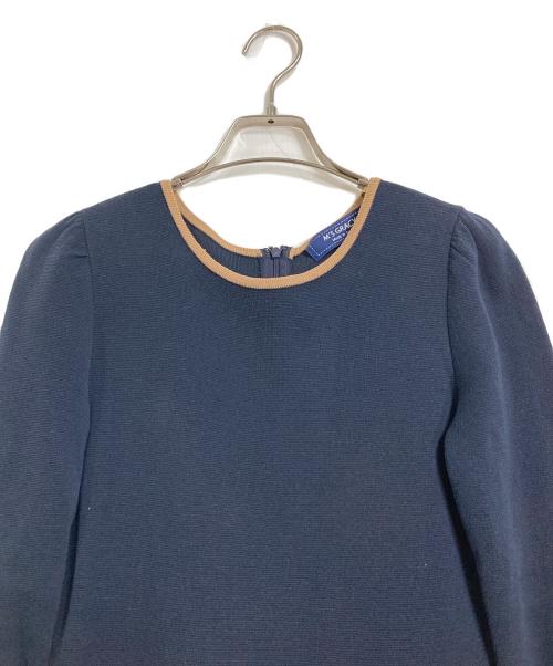 M'S GRACY（エムズグレイシー）M'S GRACY (エムズグレイシー) バッグ柄プリント 切替ワンピース ネイビー×ベージュ サイズ:Mの古着・服飾アイテム