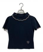M'S GRACYエムズグレイシー）の古着「スカラップネック フリルニット」｜ブラック