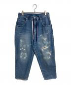 NULL TOKYOヌル トウキョウ）の古着「リペア加工デニムパンツ　ダメージ加工インディゴ　リメイク」｜インディゴ