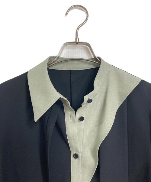 UNITED TOKYO（ユナイテッドトーキョー）UNITED TOKYO (ユナイテッドトーキョー) バイカラーオプティカルブラウス　長袖ブラウス　デザイントップス　セレモニー　日本製 グリーン×ブラック サイズ:FREEの古着・服飾アイテム