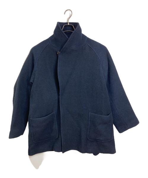 ENCENS（エンソン）ENCENS (エンソン) 1 BUTTON COAT/ウールダイアゴナルハーフコート　ウールコート ネイビー サイズ:2の古着・服飾アイテム