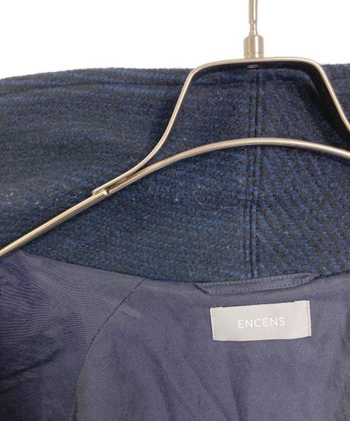 ENCENS（エンソン）ENCENS (エンソン) 1 BUTTON COAT/ウールダイアゴナルハーフコート　ウールコート ネイビー サイズ:2の古着・服飾アイテム