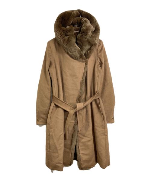 MaxMara（マックスマーラ）MaxMara (マックスマーラ) アルパカウール フーデッドロングコート　アウター　イタリア製 ベージュ サイズ:36の古着・服飾アイテム