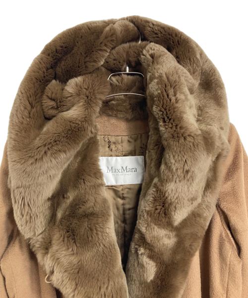 MaxMara（マックスマーラ）MaxMara (マックスマーラ) アルパカウール フーデッドロングコート　アウター　イタリア製 ベージュ サイズ:36の古着・服飾アイテム