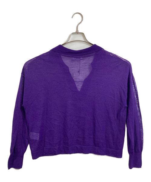 MACPHEE（マカフィー）MACPHEE (マカフィー) シアーウールブレンド スキッパープルオーバー　シアーニット パープル サイズ:S 未使用品の古着・服飾アイテム