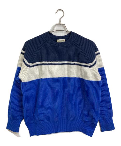 COMFORTABLE REASON（コンフォータブルリーズン）COMFORTABLE REASON (コンフォータブルリーズン) パネルニット　長袖ニット ネイビー×ブルー サイズ:Lの古着・服飾アイテム