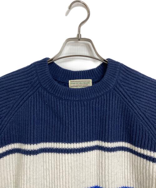 COMFORTABLE REASON（コンフォータブルリーズン）COMFORTABLE REASON (コンフォータブルリーズン) パネルニット　長袖ニット ネイビー×ブルー サイズ:Lの古着・服飾アイテム