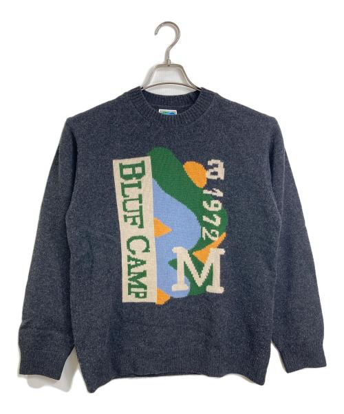 BLUFCAMP（ブルーフキャンプ）BLUFCAMP (ブルーフキャンプ) Intarsia Sweater　インターシャ セーター　ニット　 グレー サイズ:Sの古着・服飾アイテム