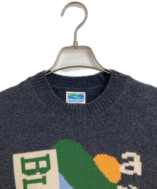 BLUFCAMP（ブルーフキャンプ）BLUFCAMP (ブルーフキャンプ) Intarsia Sweater　インターシャ セーター　ニット　 グレー サイズ:Sの古着・服飾アイテム