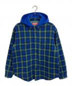 SUPREMEシュプリーム）の古着「23AW Tartan Flannel Hooded Shirt ネルシャツフーディ　キルティング　ストリート　カジュアル　タータンチェック　アウター」｜グリーン×ブルー