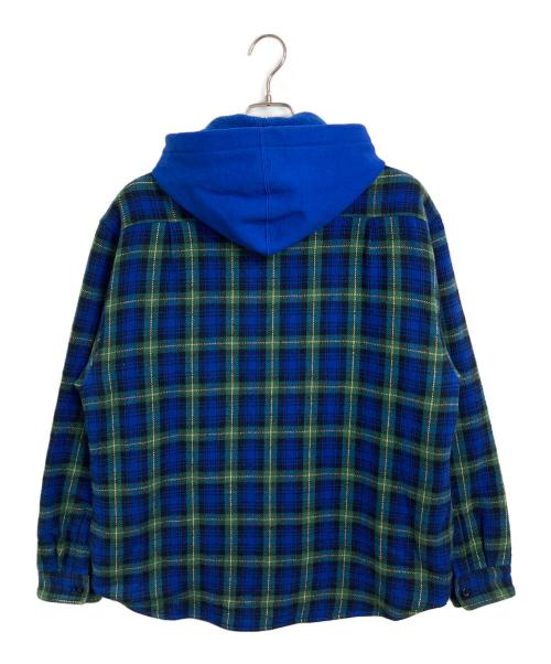 SUPREME（シュプリーム）SUPREME (シュプリーム) 23AW Tartan Flannel Hooded Shirt ネルシャツフーディ　キルティング　ストリート　カジュアル　タータンチェック　アウター グリーン×ブルー サイズ:Mの古着・服飾アイテム