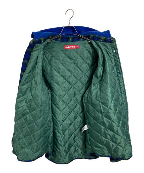 SUPREME（シュプリーム）SUPREME (シュプリーム) 23AW Tartan Flannel Hooded Shirt ネルシャツフーディ　キルティング　ストリート　カジュアル　タータンチェック　アウター グリーン×ブルー サイズ:Mの古着・服飾アイテム