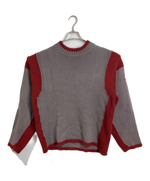 C.E（シーイー）C.E (シーイー) cav empt (シーイー) バイカラーニット　長袖ニット 日本製 ブラウン×レッド サイズ:Sの古着・服飾アイテム