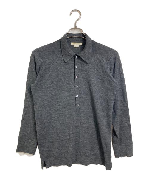 JOHN SMEDLEY（ジョンスメドレー）JOHN SMEDLEY (ジョンスメドレー) OLD ニットポロシャツ　長袖シャツ　イングランド製 グレー サイズ:Mの古着・服飾アイテム