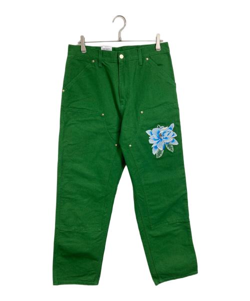Carhartt WIP（カーハート ワークインプログレス）CARHARTT WIP (カーハート ワークインプログレス) awake NY (アウェイク ニューヨーク) Double Knee Pant ダブルニー　コラボ　ペインターパンツ　ダブルネーム グリーン サイズ:M 未使用品の古着・服飾アイテム