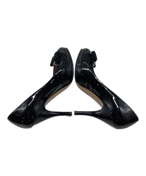 Salvatore Ferragamo（サルヴァトーレ フェラガモ）Salvatore Ferragamo (サルヴァトーレ フェラガモ) ヴァラリボンヒールパンプス　ハイヒール　セレモニー　イタリア製 ブラック サイズ:6の古着・服飾アイテム