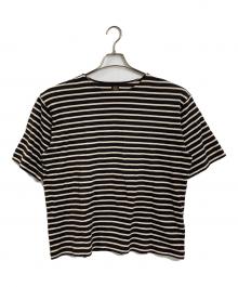 BATONER（バトナ―）の古着「COTTON-LINEN SHORT SLEEVE BASQUE SHIRT  コットン リネン ショート スリーブ バスク シャツ　日本製」｜ブラウン×ベージュ