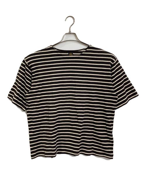 BATONER（バトナ―）BATONER (バトナ―) COTTON-LINEN SHORT SLEEVE BASQUE SHIRT  コットン リネン ショート スリーブ バスク シャツ　日本製 ブラウン×ベージュ サイズ:3の古着・服飾アイテム