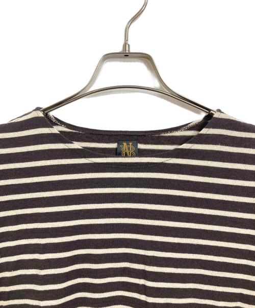 BATONER（バトナ―）BATONER (バトナ―) COTTON-LINEN SHORT SLEEVE BASQUE SHIRT  コットン リネン ショート スリーブ バスク シャツ　日本製 ブラウン×ベージュ サイズ:3の古着・服飾アイテム