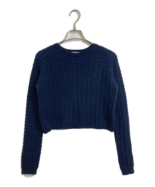 MACPHEE（マカフィー）MACPHEE (マカフィー) ハイブリットコットンケーブル クルーネックプルオーバー　長袖ニット ネイビー サイズ:Sの古着・服飾アイテム
