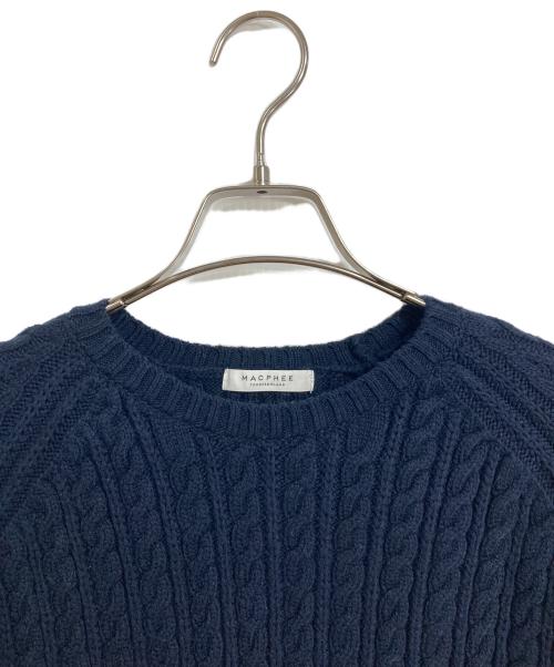 MACPHEE（マカフィー）MACPHEE (マカフィー) ハイブリットコットンケーブル クルーネックプルオーバー　長袖ニット ネイビー サイズ:Sの古着・服飾アイテム