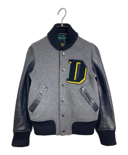 DRAWER（ドゥロワー）DRAWER (ドゥロワー) レザースリーブスタジャン　アウター　日本製 グレー×ブラック サイズ:36の古着・服飾アイテム