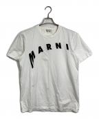 MARNIマルニ）の古着「アーチ ロゴ プリント クルーネックＴシャツ」｜ホワイト×ブラック