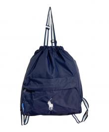 POLO RALPH LAUREN（ポロ・ラルフローレン）の古着「撥水ナイロンショルダーバッグ　2WAY レインバック リュック型　ワンポイント ポロポニー」｜ネイビー