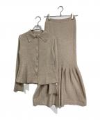 COCODEALココディール）の古着「ラメニットシャツ+ラメペプラムニットスカート　ロングスカート」｜ベージュ