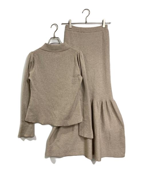 COCODEAL（ココディール）COCODEAL (ココディール) ラメニットシャツ+ラメペプラムニットスカート　ロングスカート ベージュ サイズ:2の古着・服飾アイテム