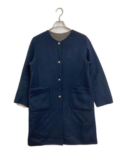 MACKINTOSH PHILOSOPHY（マッキントッシュ フィロソフィー）MACKINTOSH PHILOSOPHY (マッキントッシュ フィロソフィー) ノーカラーリバーシブルコート　ロングコート　アウター ネイビー サイズ:38の古着・服飾アイテム