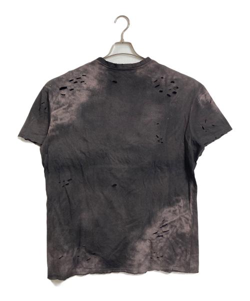 BALMAIN（バルマン）BALMAIN (バルマン) デストロイロゴダメージ加工Tシャツ　半袖カットソー　Tシャツ　Tee  フランス製 グレー サイズ:TUの古着・服飾アイテム