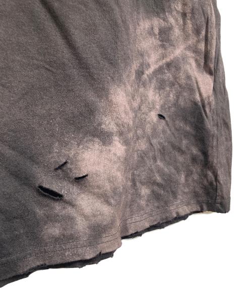 BALMAIN（バルマン）BALMAIN (バルマン) デストロイロゴダメージ加工Tシャツ　半袖カットソー　Tシャツ　Tee  フランス製 グレー サイズ:TUの古着・服飾アイテム