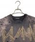 BALMAIN (バルマン) デストロイロゴダメージ加工Tシャツ　半袖カットソー　Tシャツ　Tee  フランス製 グレー サイズ:TU：10000円