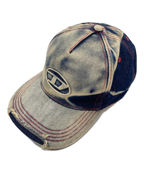DIESEL（ディーゼル）DIESEL (ディーゼル) ブリーチ×ダメージ加工キャップ インディゴの古着・服飾アイテム