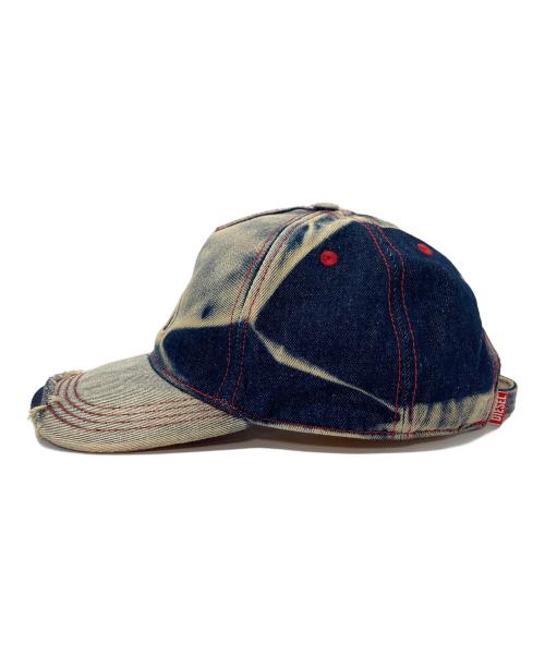 DIESEL（ディーゼル）DIESEL (ディーゼル) ブリーチ×ダメージ加工キャップ インディゴの古着・服飾アイテム